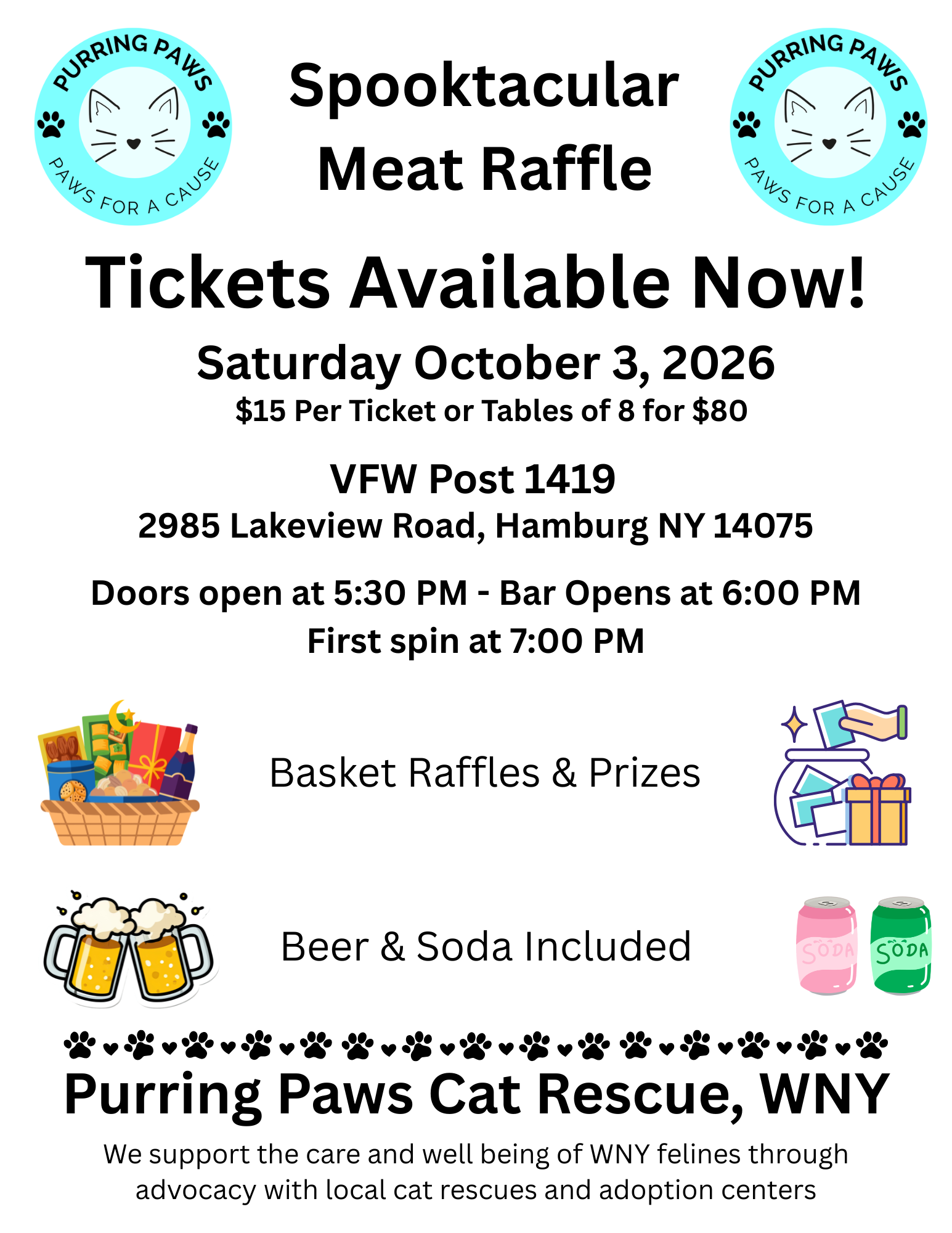 Meat Raffle 2026 event banner with tickets available now